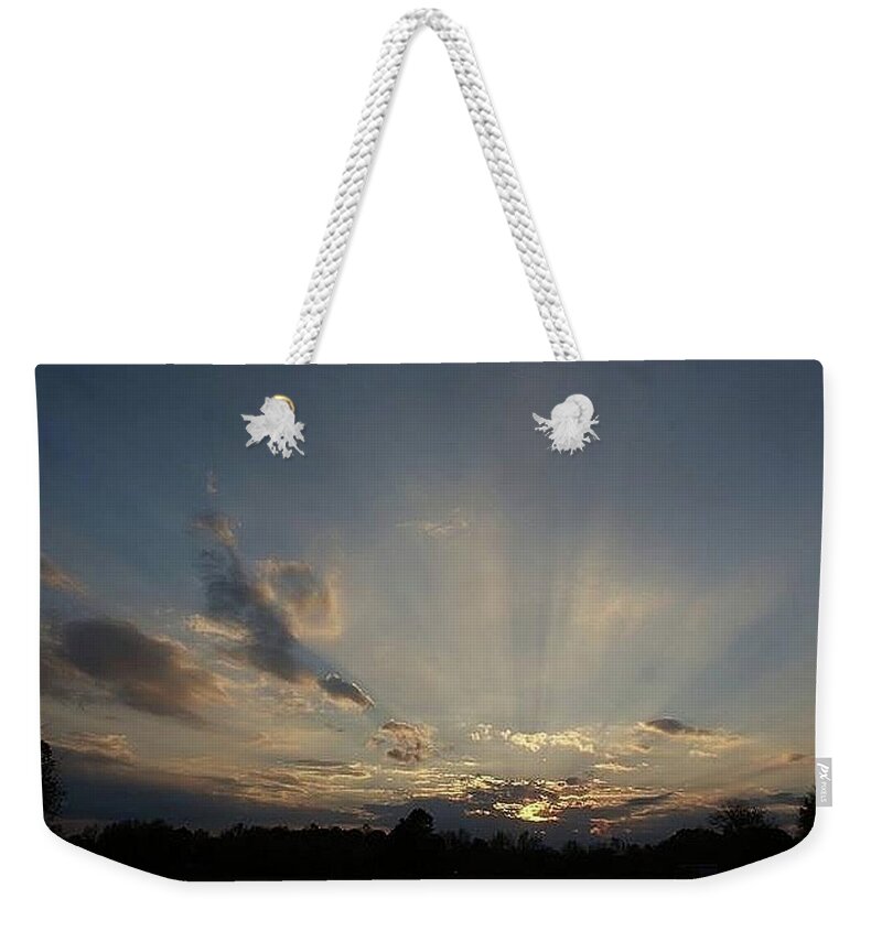 Sunset Weekender Tote Bag featuring the photograph Sun Rays by Bill TALICH