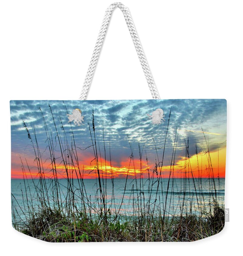 Sunset Weekender Tote Bag featuring the photograph Sun Setting by Alison Belsan Horton