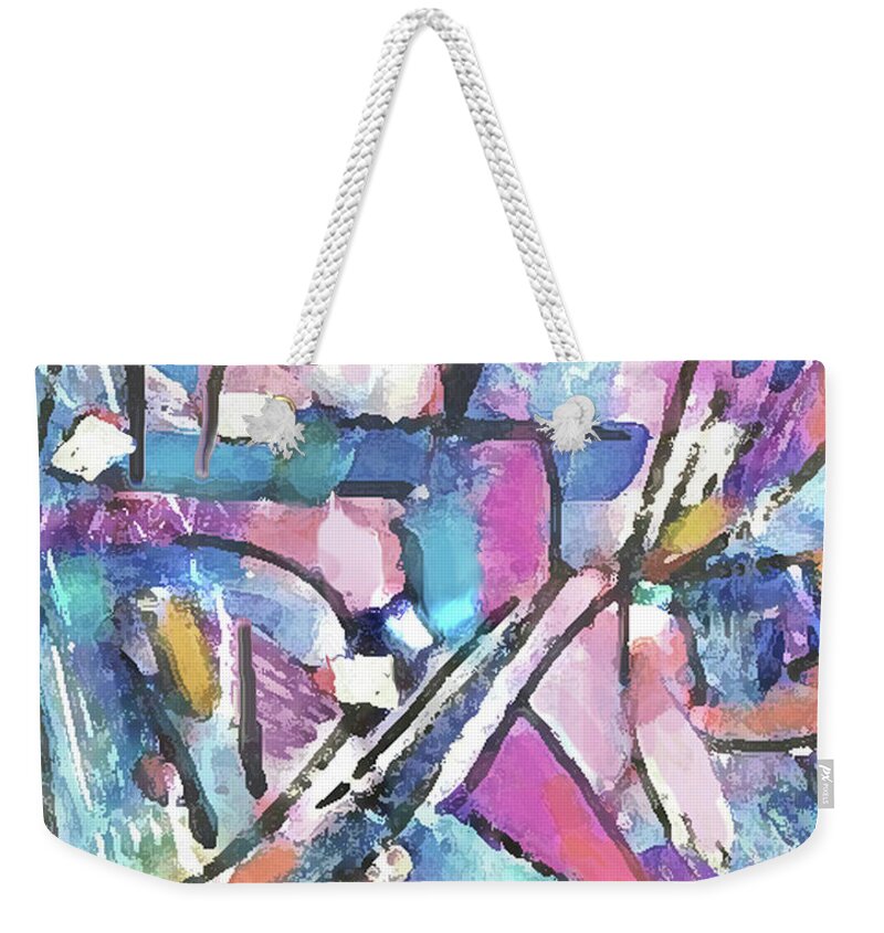 Unique Abstract Weekender Tote Bag featuring the mixed media Sunday Pastel Abstract by Jean Batzell Fitzgerald