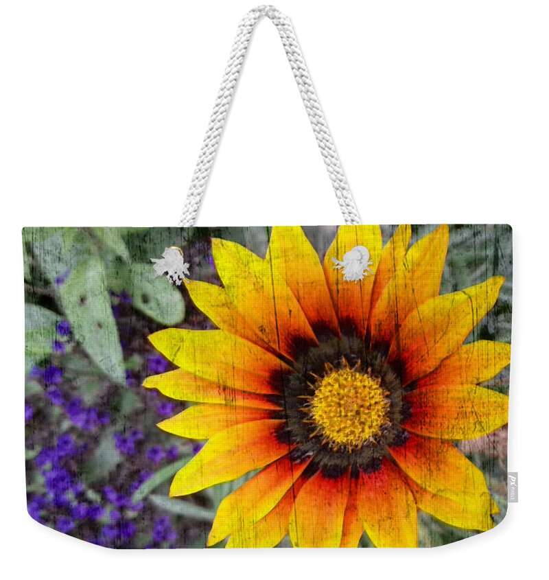 Mask Weekender Tote Bag featuring the mixed media Sunflower by Bellanda
