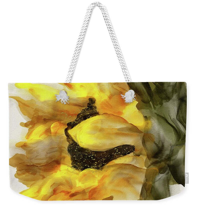 Sunflower Weekender Tote Bag featuring the digital art Sunflower In Profile by Lois Bryan