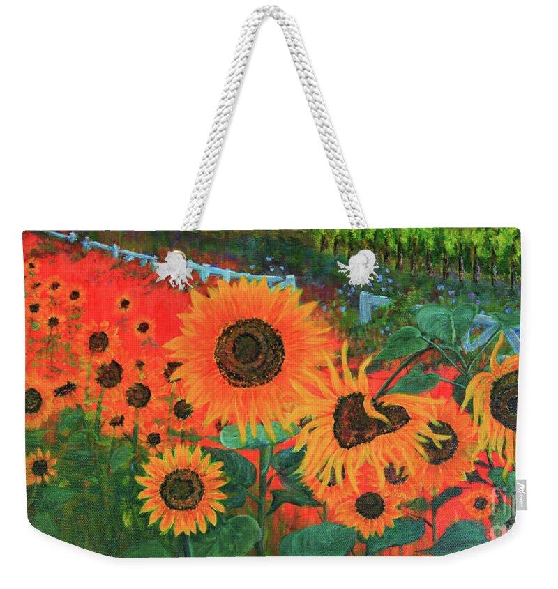 Sunflower Weekender Tote Bag featuring the painting Sunflower Life by Jeanette French