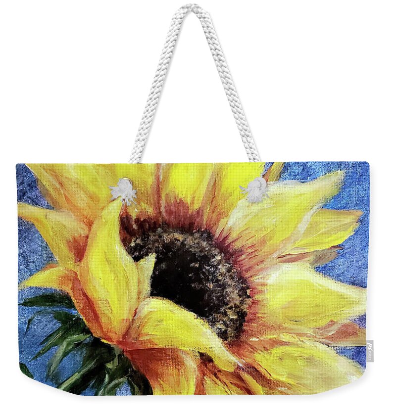 Helianthus Annuus Weekender Tote Bag featuring the painting Sunflower by Zan Savage
