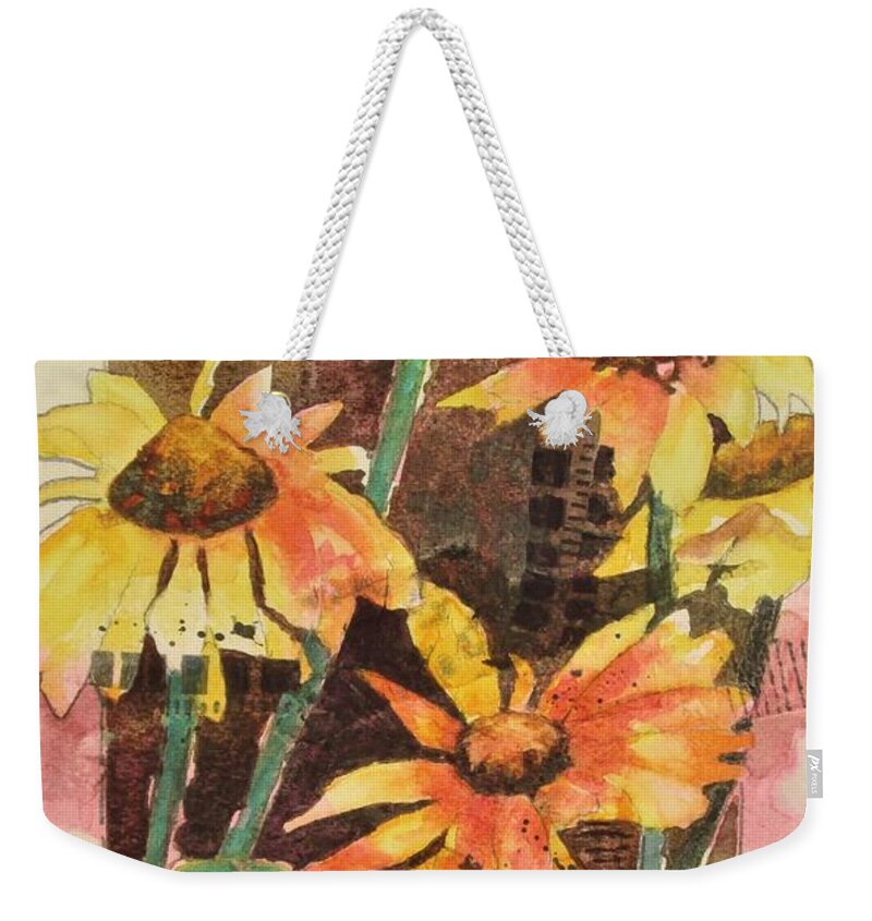 Rubeckia Weekender Tote Bag featuring the painting Rubeckia Bursting Out by Kathy Braud