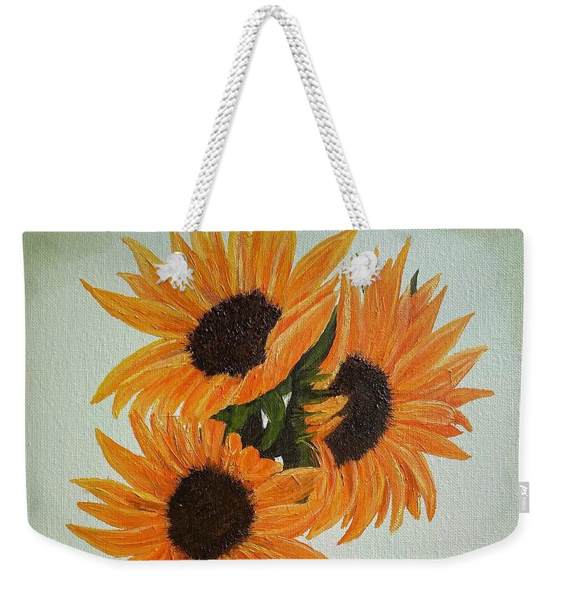 Oil Weekender Tote Bag featuring the painting Sunflowers by Lisa White
