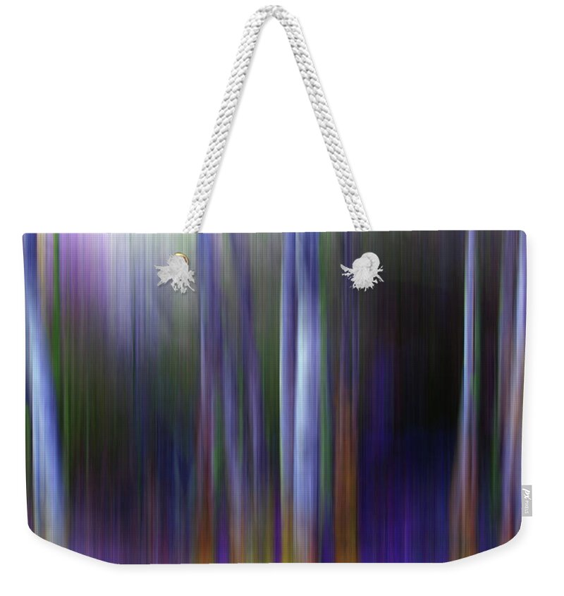 Blue Weekender Tote Bag featuring the photograph Sunlight in a Blue Wood by Wayne King