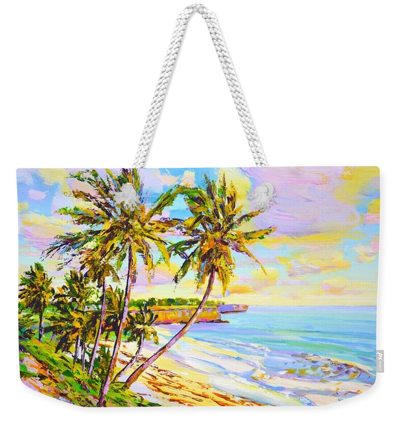 Ocean Weekender Tote Bag featuring the painting Sunny Beach. Ocean. by Iryna Kastsova