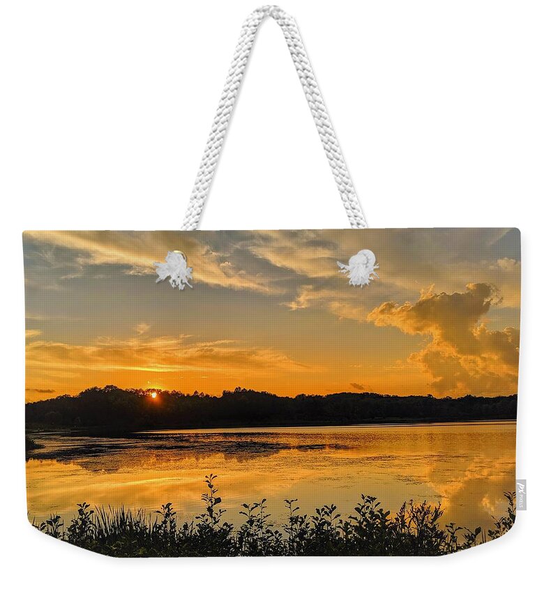  Weekender Tote Bag featuring the photograph Sunny Lake Park Sunset by Brad Nellis