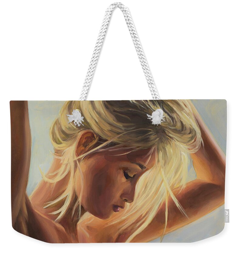 Girl Weekender Tote Bag featuring the painting Sunny by Marco Busoni