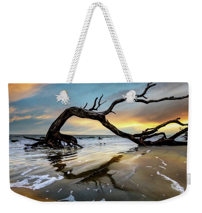 Clouds Weekender Tote Bag featuring the photograph Sunrise Arch at Jekyll Island by Debra and Dave Vanderlaan
