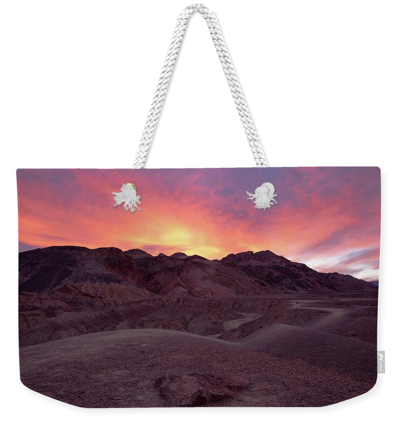 Sunrise Weekender Tote Bag featuring the photograph Sunrise at Artist's palette by Nicole Zenhausern