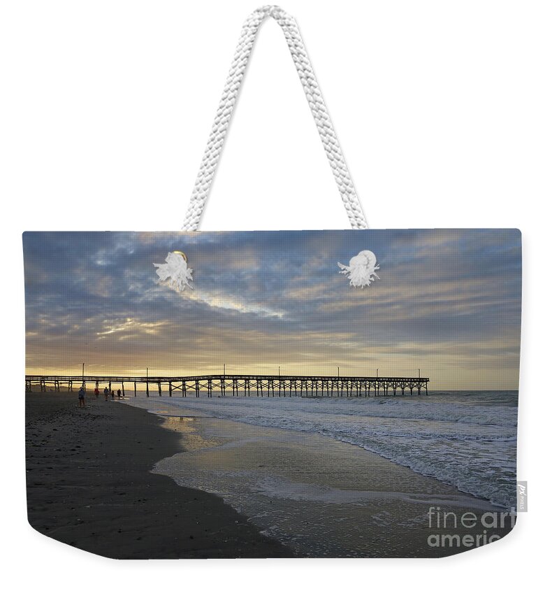 Sunrise Weekender Tote Bag featuring the photograph Sunrise at Holden Beach Pier 6549 by Jack Schultz
