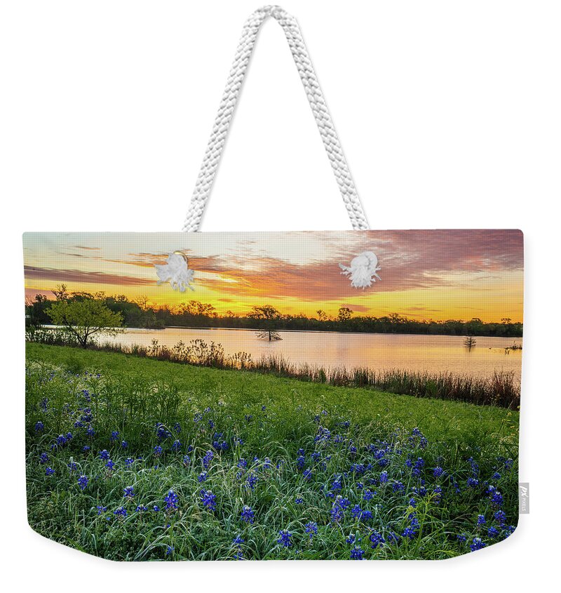 Texas Weekender Tote Bag featuring the photograph Spring Sunrise at McKinnish Park by Ron Long Ltd Photography