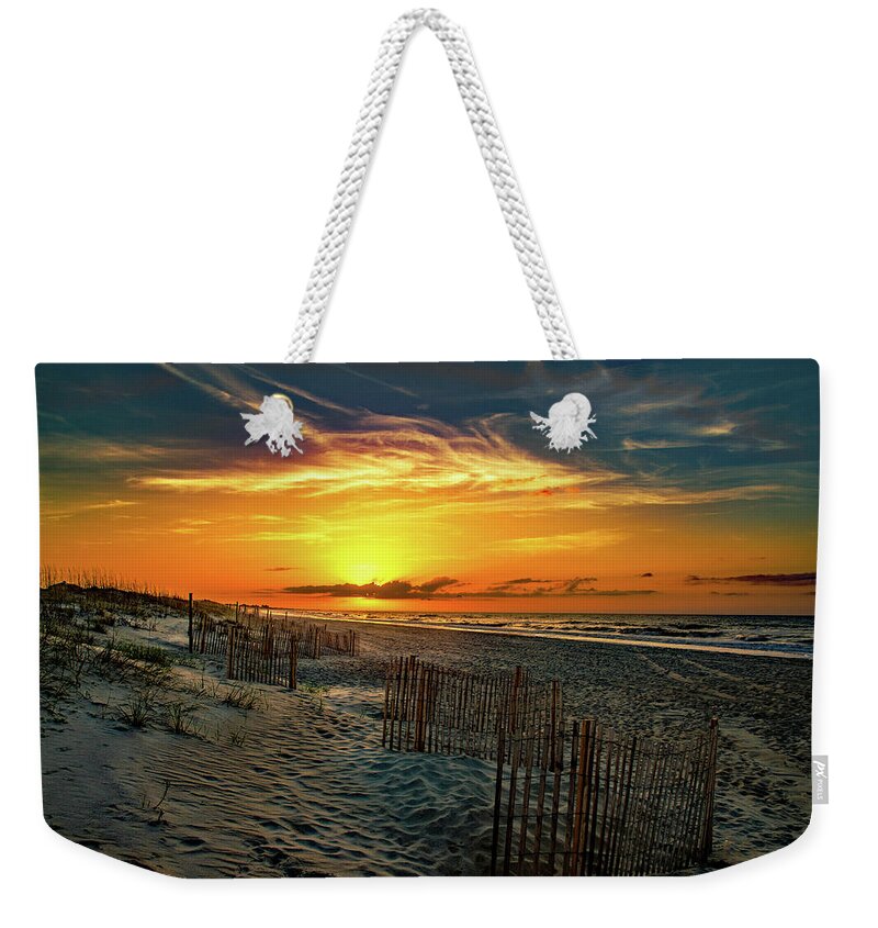 Sunrise At Pebble Beach Prints Weekender Tote Bag featuring the photograph Sunrise at Pebble Beach by John Harding
