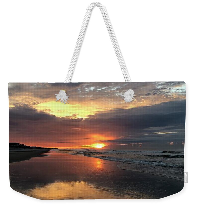 Sunrise Weekender Tote Bag featuring the photograph Sunrise at Tosail Beach by Shirley Galbrecht