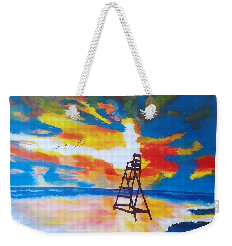 Seascape Weekender Tote Bag featuring the painting Sunrise Before the Storm by Kathie Camara