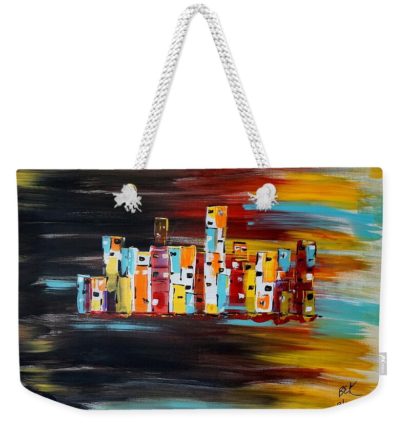 Palette Knife Weekender Tote Bag featuring the painting SunRise by Brent Knippel