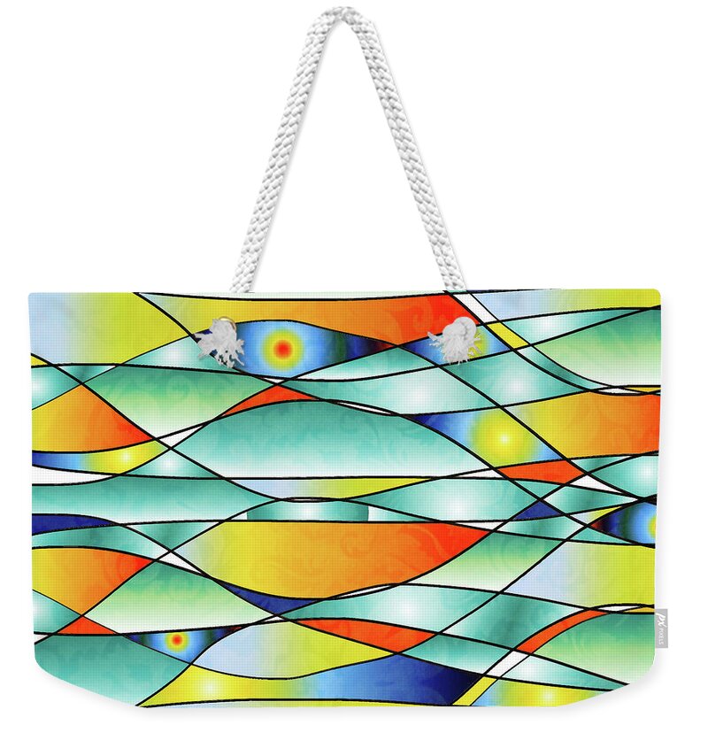 Sunrise Weekender Tote Bag featuring the digital art Sunrise Fish Eyes by Sand And Chi