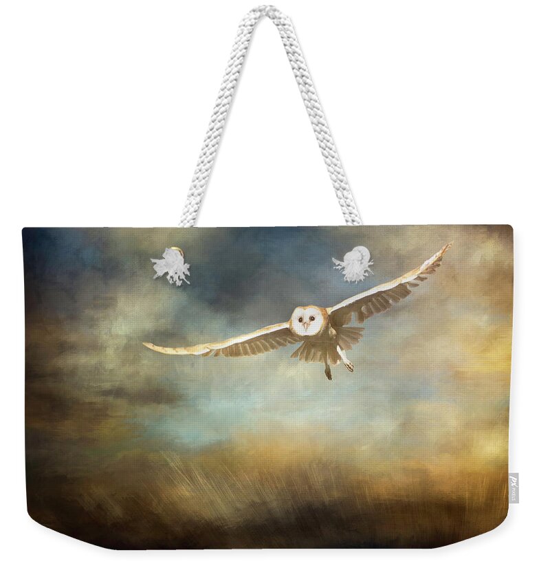 Owl Weekender Tote Bag featuring the digital art Sunrise Flight by Nicole Wilde