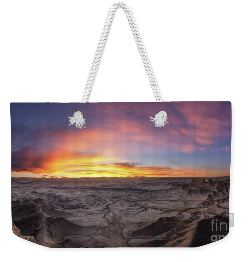 Moonscape Overlook Weekender Tote Bag featuring the photograph Sunrise From The Moon by Michael Ver Sprill