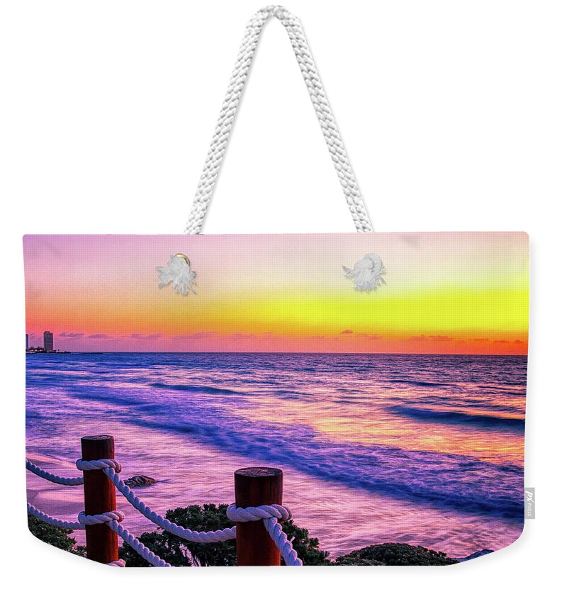 Cancun Weekender Tote Bag featuring the photograph Sunrise in Cancun by Tatiana Travelways