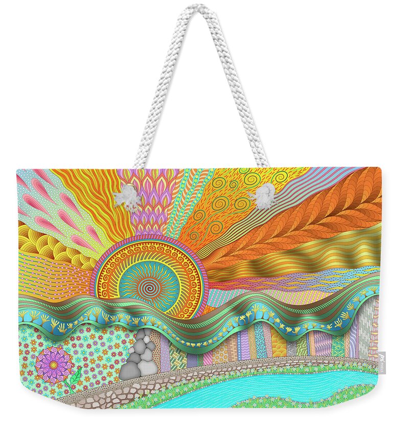 Imaginary Lands Weekender Tote Bag featuring the digital art Sunrise In Finger Tree Forest by Becky Titus