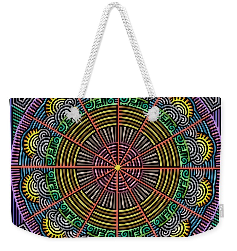 Labyrinth And Maze Mandalas Weekender Tote Bag featuring the digital art Sunrise In The Labyrinth Of Morning by Becky Titus