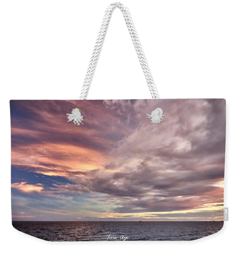 Sunrise Weekender Tote Bag featuring the photograph Sunrise in the Virgin Islands by Tina Aye