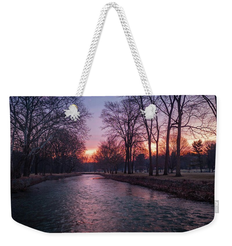 Allentown Weekender Tote Bag featuring the photograph Sunrise on Jordan Creek by Jason Fink