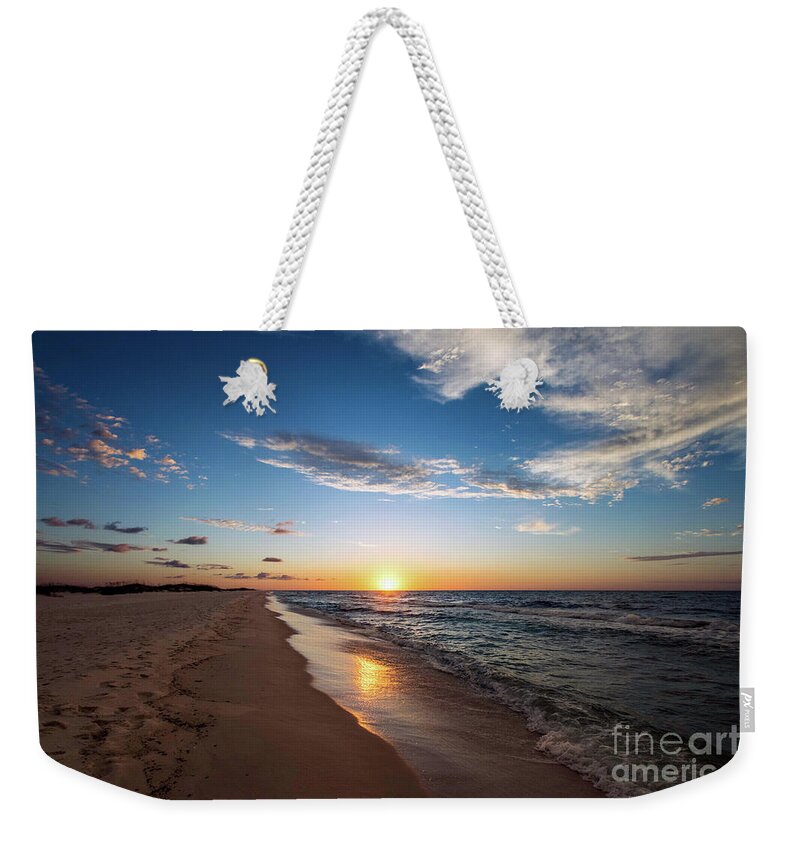 Sun Weekender Tote Bag featuring the photograph Sunrise on Opal Beach, Pensacola Beach, Florida by Beachtown Views