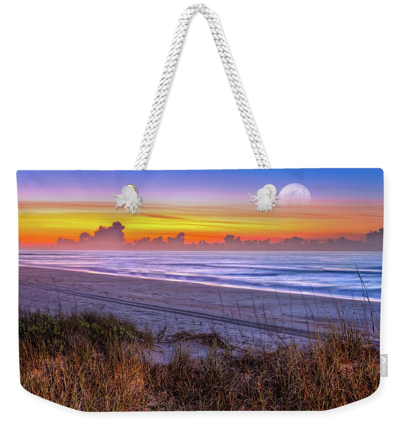 North Carolina Weekender Tote Bag featuring the photograph Sunrise on the Moon fx by Dan Carmichael