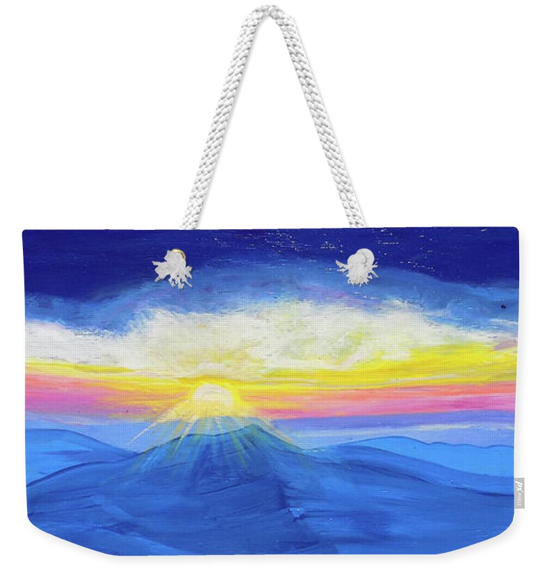 Landscape Weekender Tote Bag featuring the painting Sunrise Over The Blue Ridge by Lee Nixon