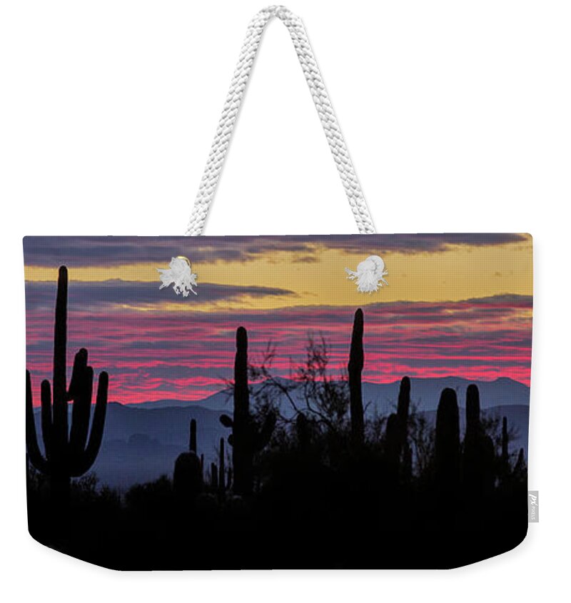 Saguaro National Park Weekender Tote Bag featuring the photograph Sunrise - Saguaro National Park by William Rainey