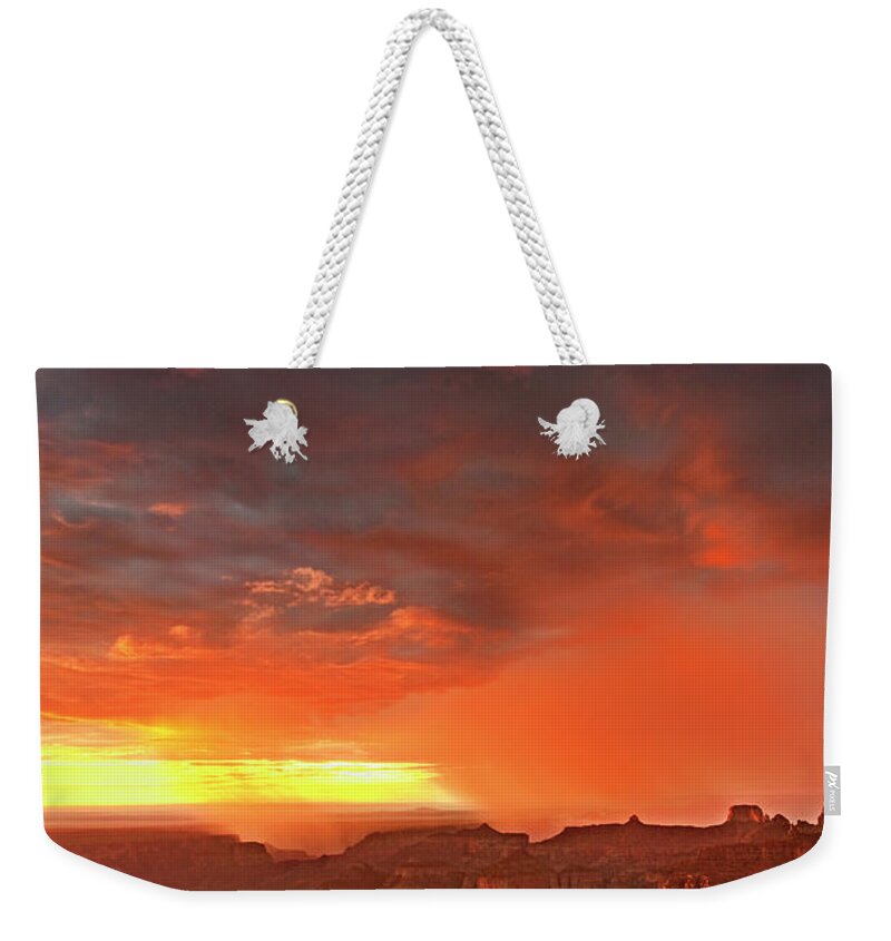 North America Weekender Tote Bag featuring the photograph Sunrise Storm Point Imperial North Rim Grand Canyon NP Arizona by Dave Welling