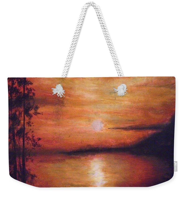 Sunset Weekender Tote Bag featuring the painting Sunset Addiction by Jen Shearer