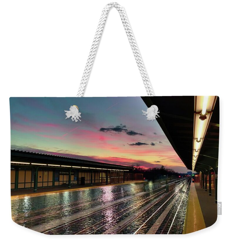 Queens Weekender Tote Bag featuring the photograph Sunset at 88th St. by Carol Whaley Addassi