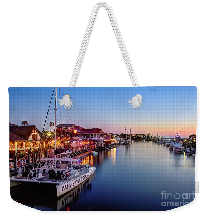 Shem Creek Weekender Tote Bag featuring the photograph Sunset at Shem Creek by Shelia Hunt