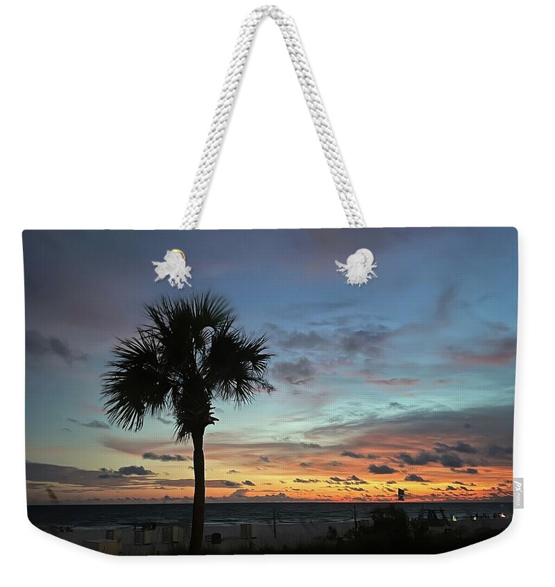 Tree Weekender Tote Bag featuring the photograph Sunset at the palm by Jamie Tyler