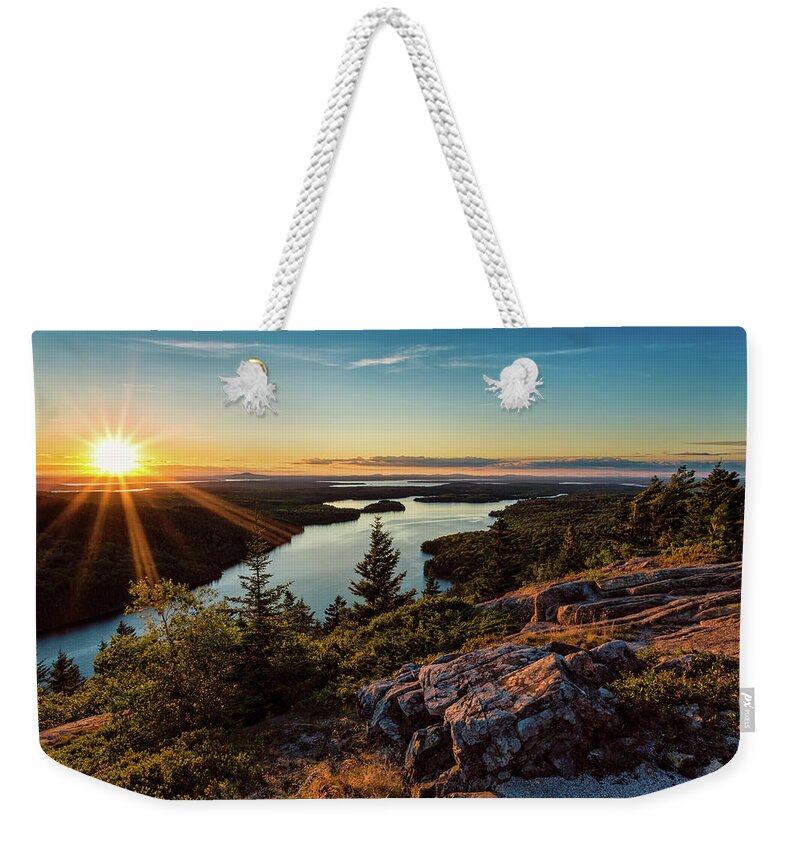 Acadia Weekender Tote Bag featuring the photograph Sunset Beech Mountain, Acadia NP by Jeff Sinon