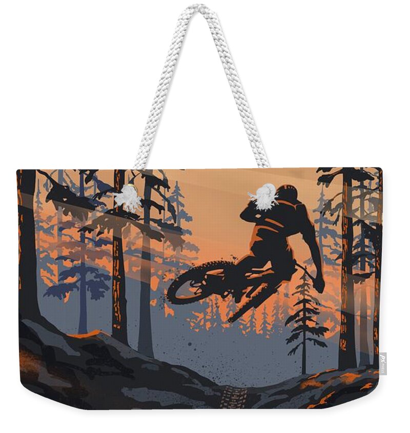 Cycling Art Weekender Tote Bag featuring the painting Dirt Jumper by Sassan Filsoof