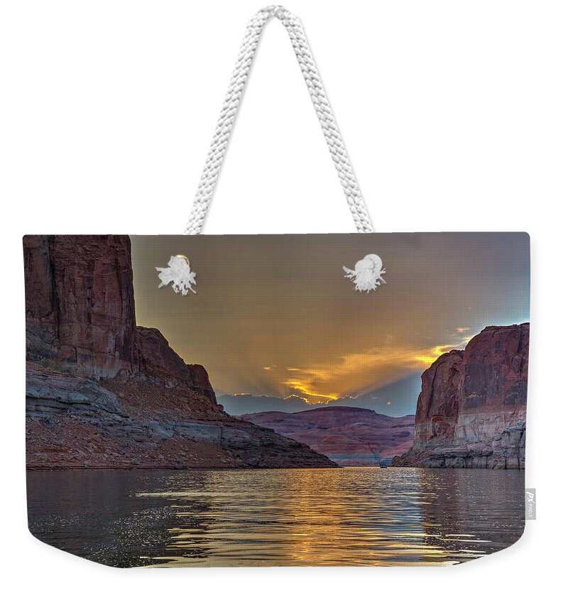 Sandstone Weekender Tote Bag featuring the photograph Sunset Formation by Laura Hedien