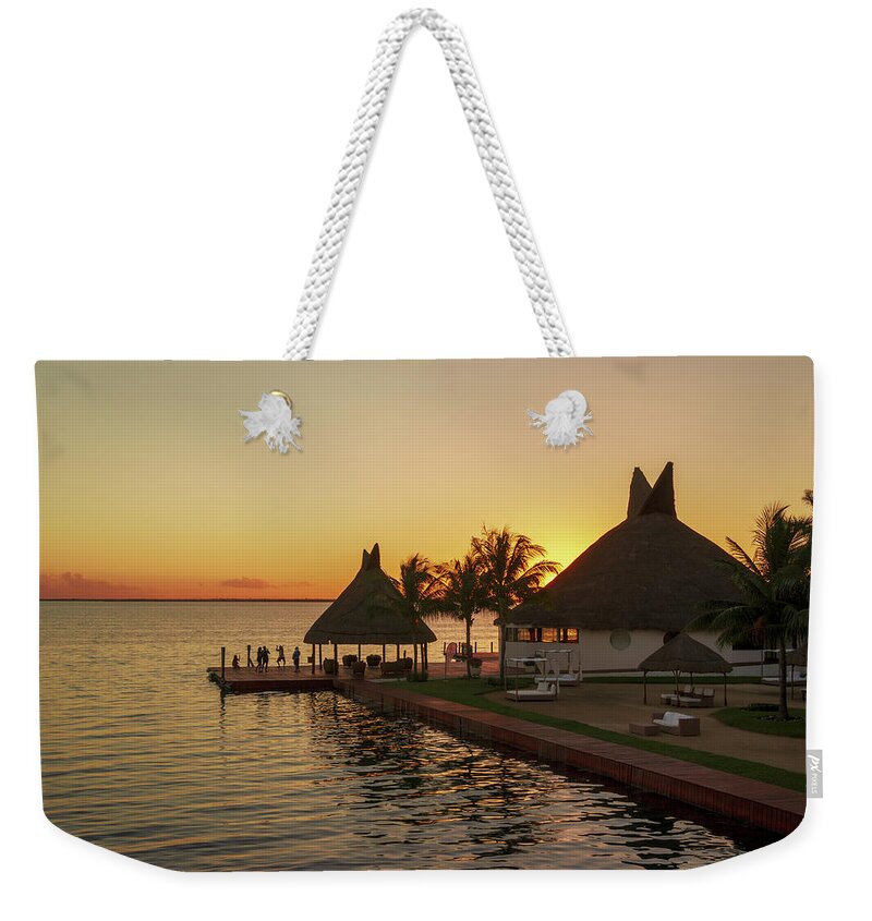 Caribbean Weekender Tote Bag featuring the photograph Sunset in Cancun by Sun Travels