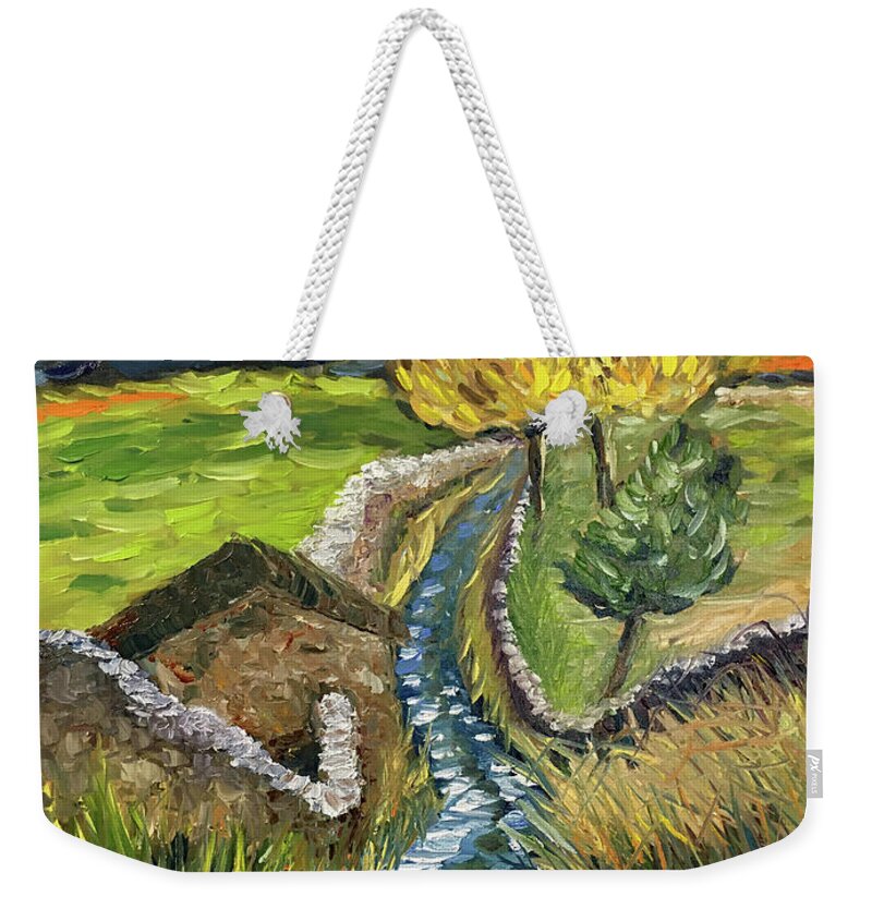 England Weekender Tote Bag featuring the painting Sunset in Yorkshire by Roxy Rich