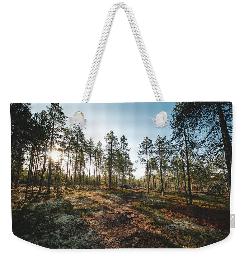 Outside Weekender Tote Bag featuring the photograph Sunset in the Finnish wilderness by Vaclav Sonnek