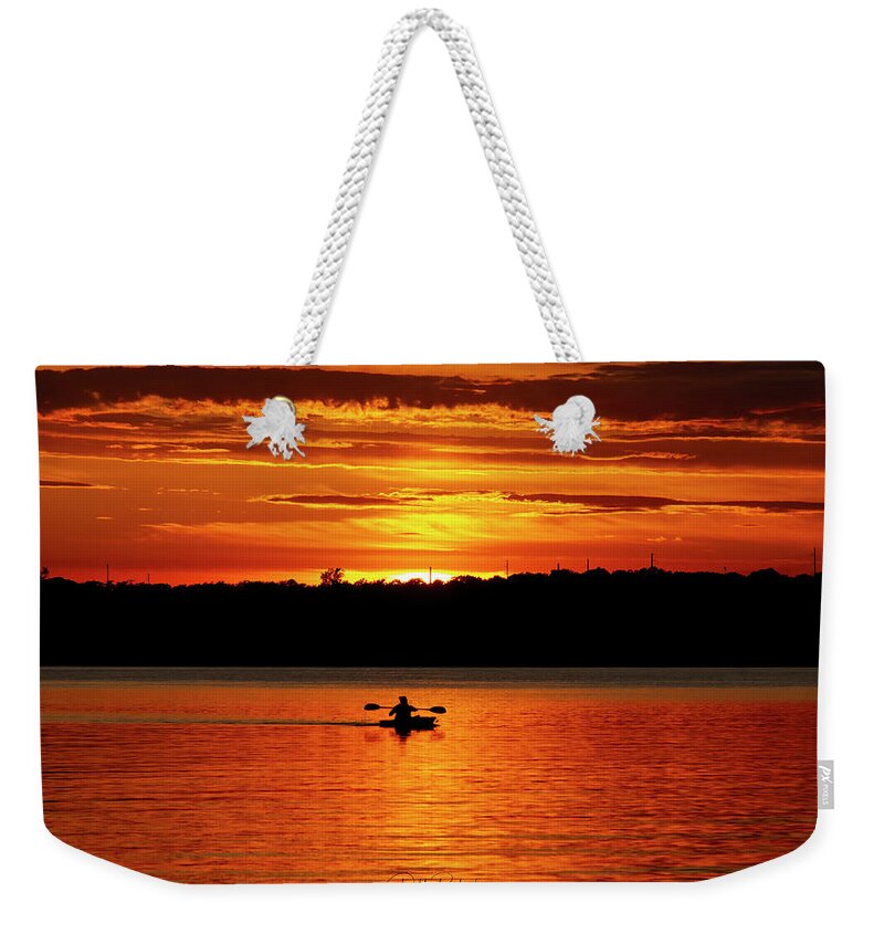 Sunset Weekender Tote Bag featuring the photograph Sunset Kayaking by Debby Richards