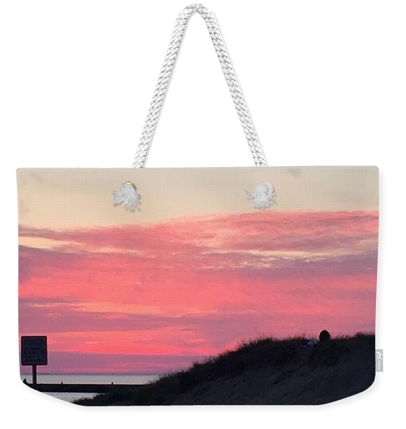 Sunset Weekender Tote Bag featuring the photograph Sunset on Lake Michigan by Lisa White