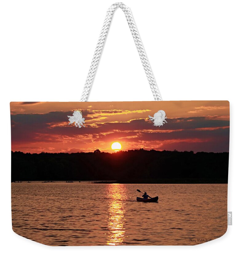 Lake Weekender Tote Bag featuring the photograph Sunset on Nimisila Lake by Mary Walchuck