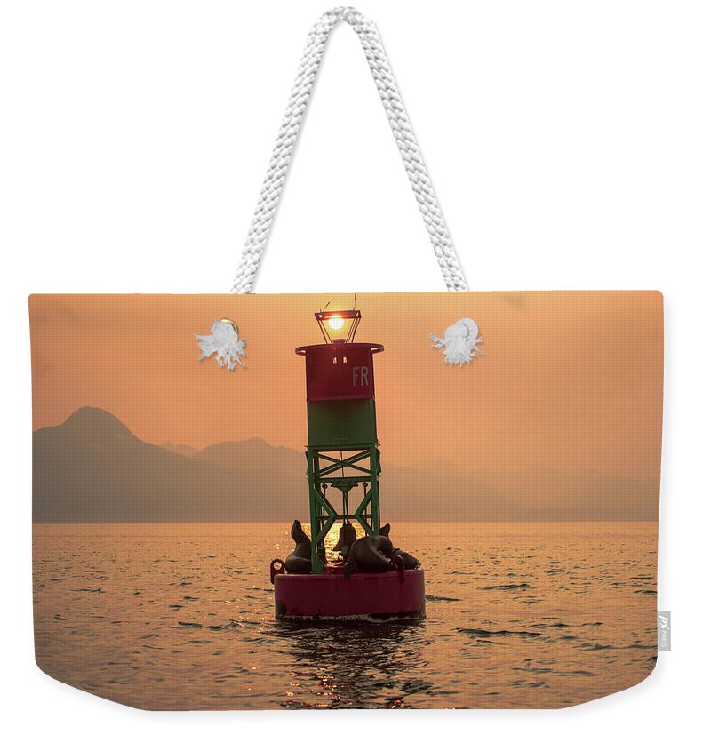 Sunset Weekender Tote Bag featuring the photograph Sunset on the lions by David Kirby