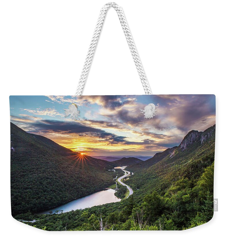 Sunset Weekender Tote Bag featuring the photograph Sunset over Franconia Notch by White Mountain Images