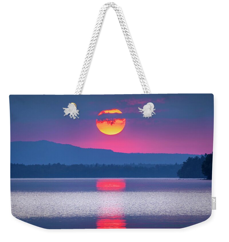 Sunset Weekender Tote Bag featuring the photograph Moosehead Lake a1928 by Greg Hartford